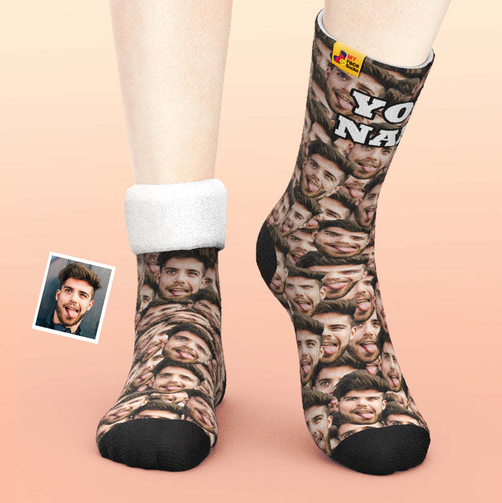 Benutzerdefinierte Dicke Socken Foto 3d Digital Gedruckte Socken Herbst Winter Warme Socken Brei Gesicht - GesichtSocken