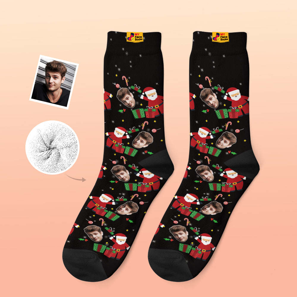 Benutzerdefinierte Dicke Socken Foto 3d Digital Gedruckte Socken Herbst Winter Warme Socken Weihnachtsüberraschungsgeschenk - GesichtSocken
