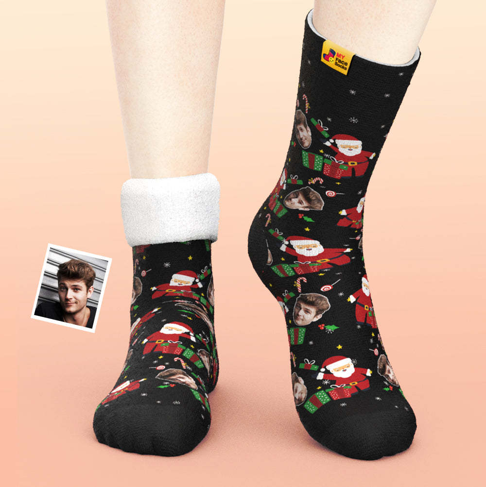 Benutzerdefinierte Dicke Socken Foto 3d Digital Gedruckte Socken Herbst Winter Warme Socken Weihnachtsüberraschungsgeschenk - GesichtSocken