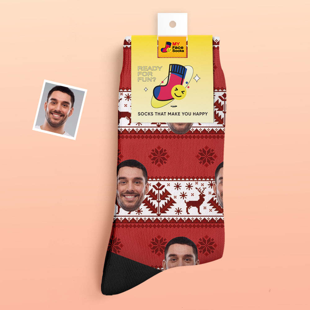 Benutzerdefinierte Dicke Socken Foto 3d Digital Gedruckte Socken Herbst Winter Warme Socken Über Nordischem Muster - GesichtSocken