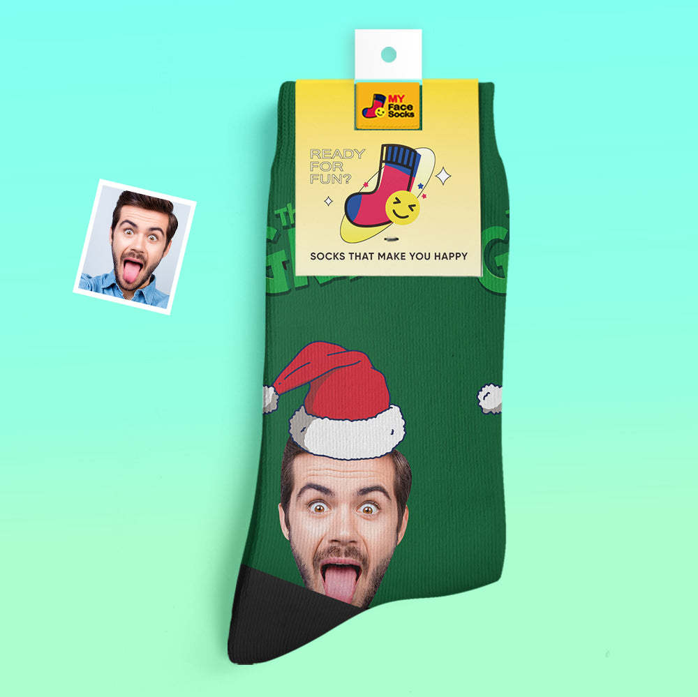 Benutzerdefinierte Dicke Socken Foto 3d Digital Gedruckte Socken Herbst Winter Warme Socken Grinch - GesichtSocken