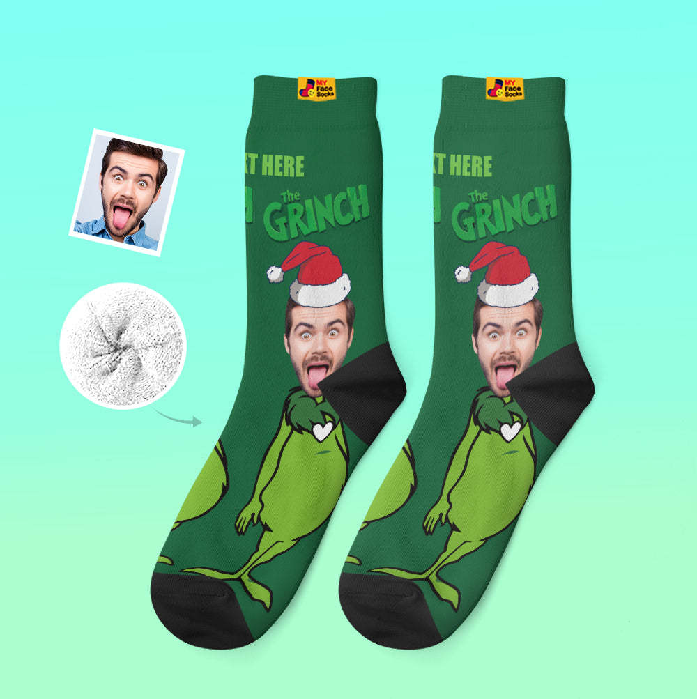 Benutzerdefinierte Dicke Socken Foto 3d Digital Gedruckte Socken Herbst Winter Warme Socken Grinch - GesichtSocken