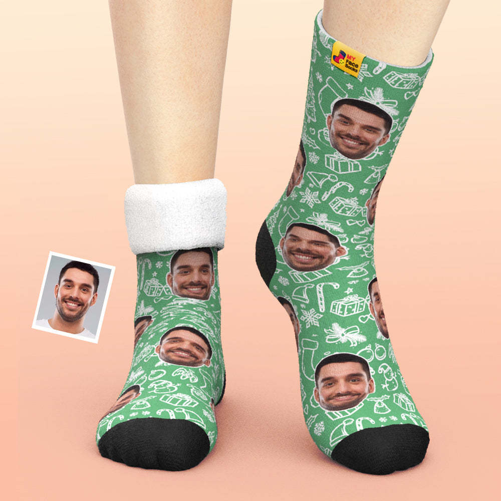 Benutzerdefinierte Dicke Socken Foto 3d Digital Gedruckte Socken Herbst Winter Warme Socken Weihnachtsgeschenk - GesichtSocken