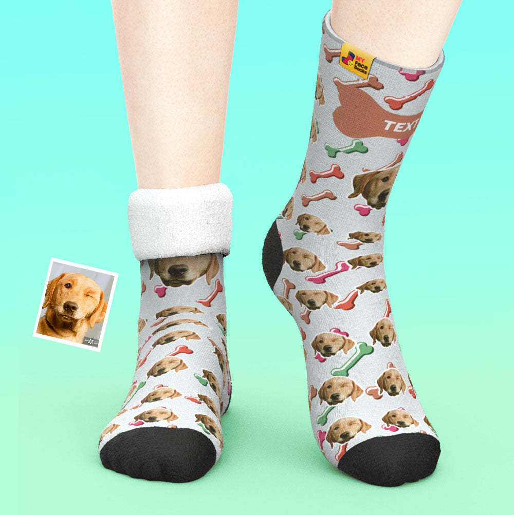 Benutzerdefinierte Dicke Socken Foto 3d Digital Gedruckte Socken Herbst Winter Warme Socken Hundegesicht Auf Socken - GesichtSocken