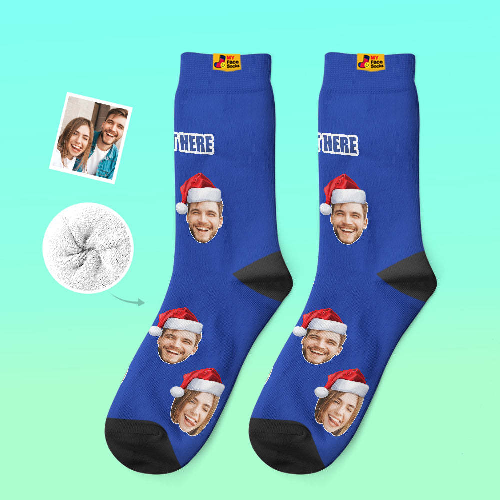 Benutzerdefinierte Dicke Socken Foto 3d Digital Gedruckte Socken Herbst Winter Warme Socken Tragen Weihnachtsmütze - GesichtSocken