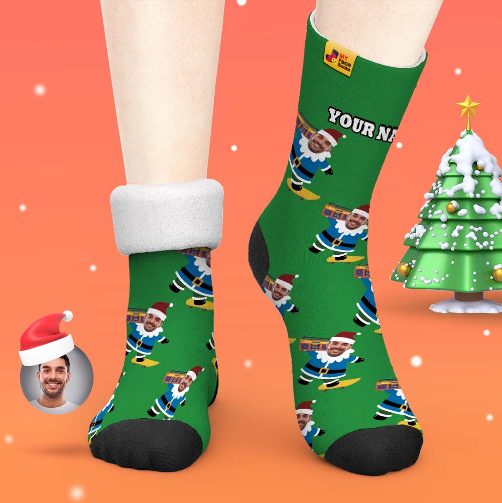 Weihnachtsgeschenke, Benutzerdefinierte Dicke Socken Foto 3d Digital Gedruckte Socken Herbst Winter Warme Socken Gnarly Gnome - GesichtSocken