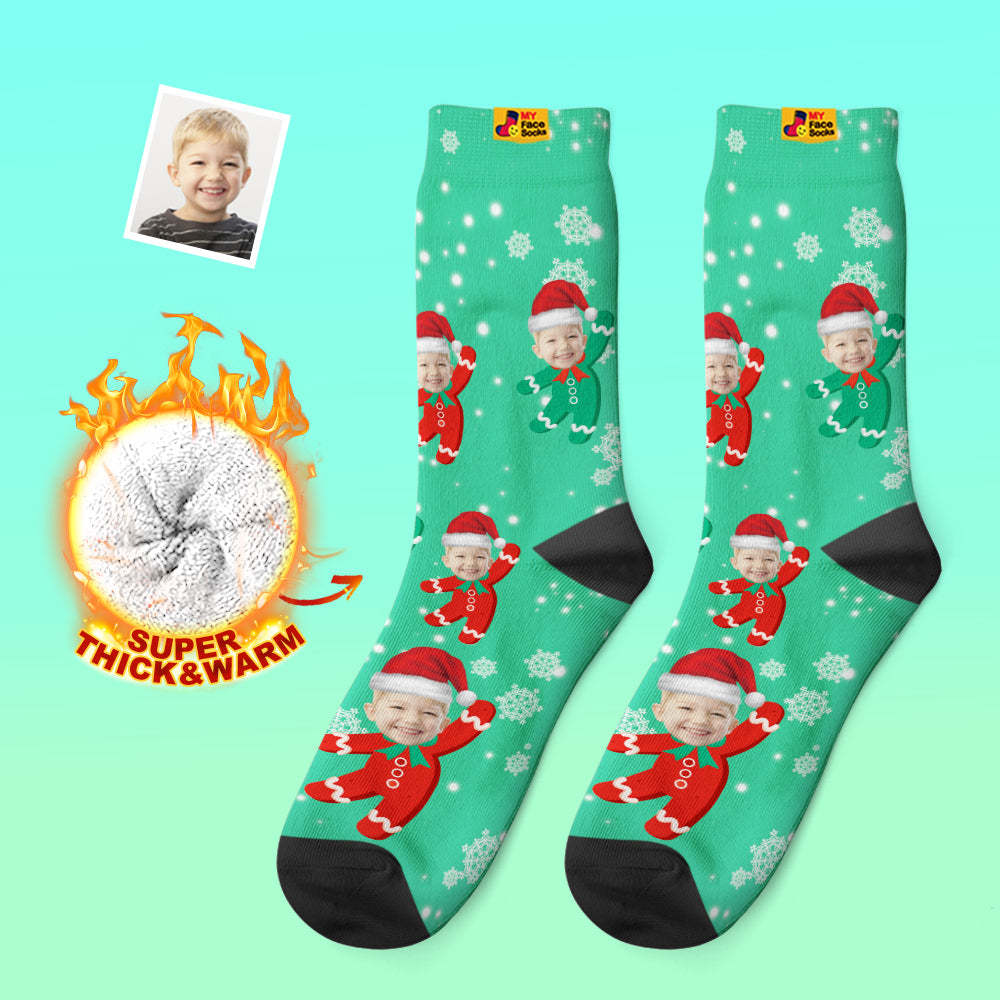 Benutzerdefinierte Dicke Socken Foto 3d Digital Gedruckte Socken Herbst Winter Warme Socken Kinder Weihnachtsgeschenk - GesichtSocken