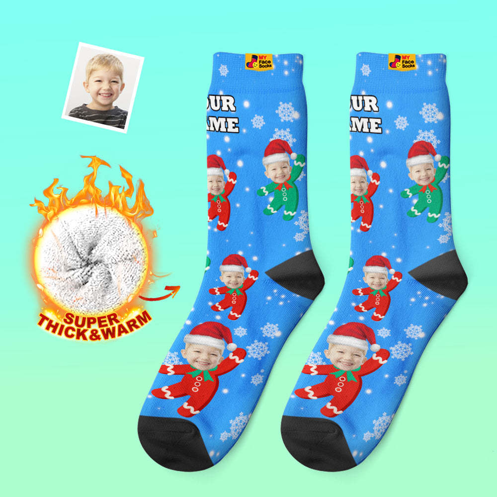 Benutzerdefinierte Dicke Socken Foto 3d Digital Gedruckte Socken Herbst Winter Warme Socken Kinder Weihnachtsgeschenk - GesichtSocken