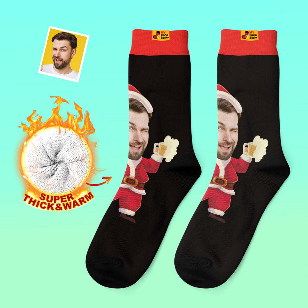 Benutzerdefinierte Dicke Socken Foto 3d Digital Gedruckte Socken Herbst Winter Warme Socken Happy Face Socken Weihnachtsgeschenk - GesichtSocken