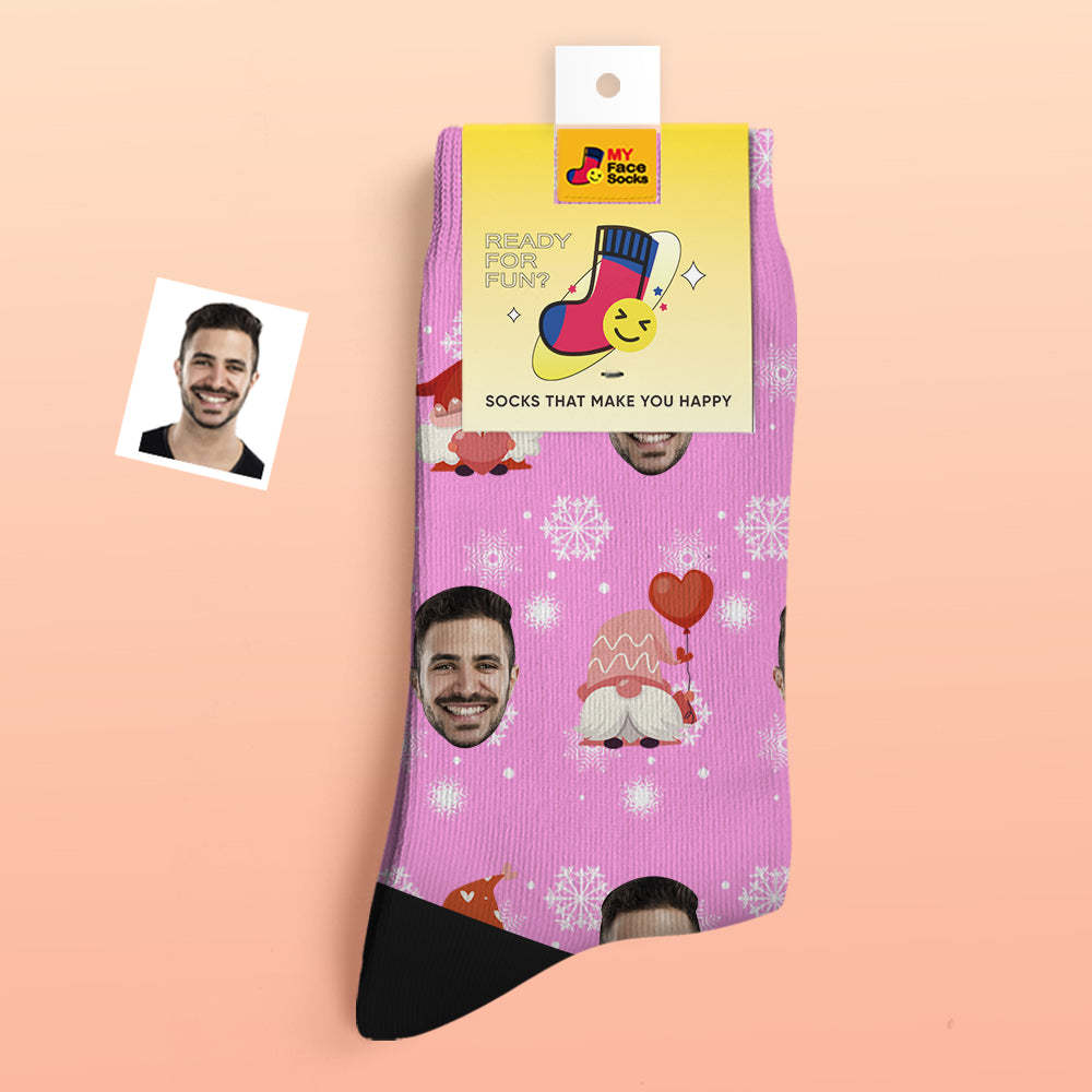 Rosa Weihnachten Benutzerdefinierte Dicke Socken Foto 3d Digital Gedruckte Socken Herbst Winter Warme Socken Süßes Geschenk - GesichtSocken