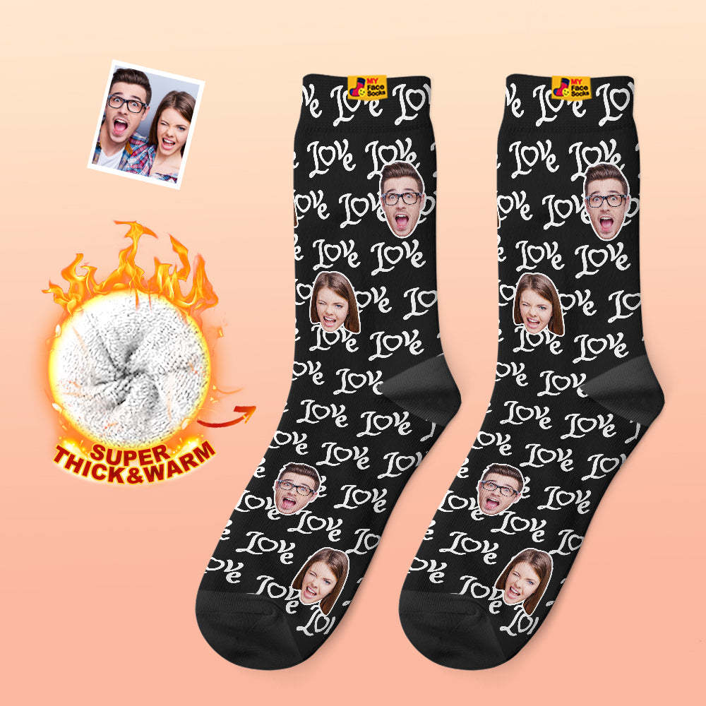 Kundenspezifische Dicke Foto-socken Valentinstagsgeschenke Warme Socken Zeigen Sie Ihre Liebesgesichtssocken - GesichtSocken