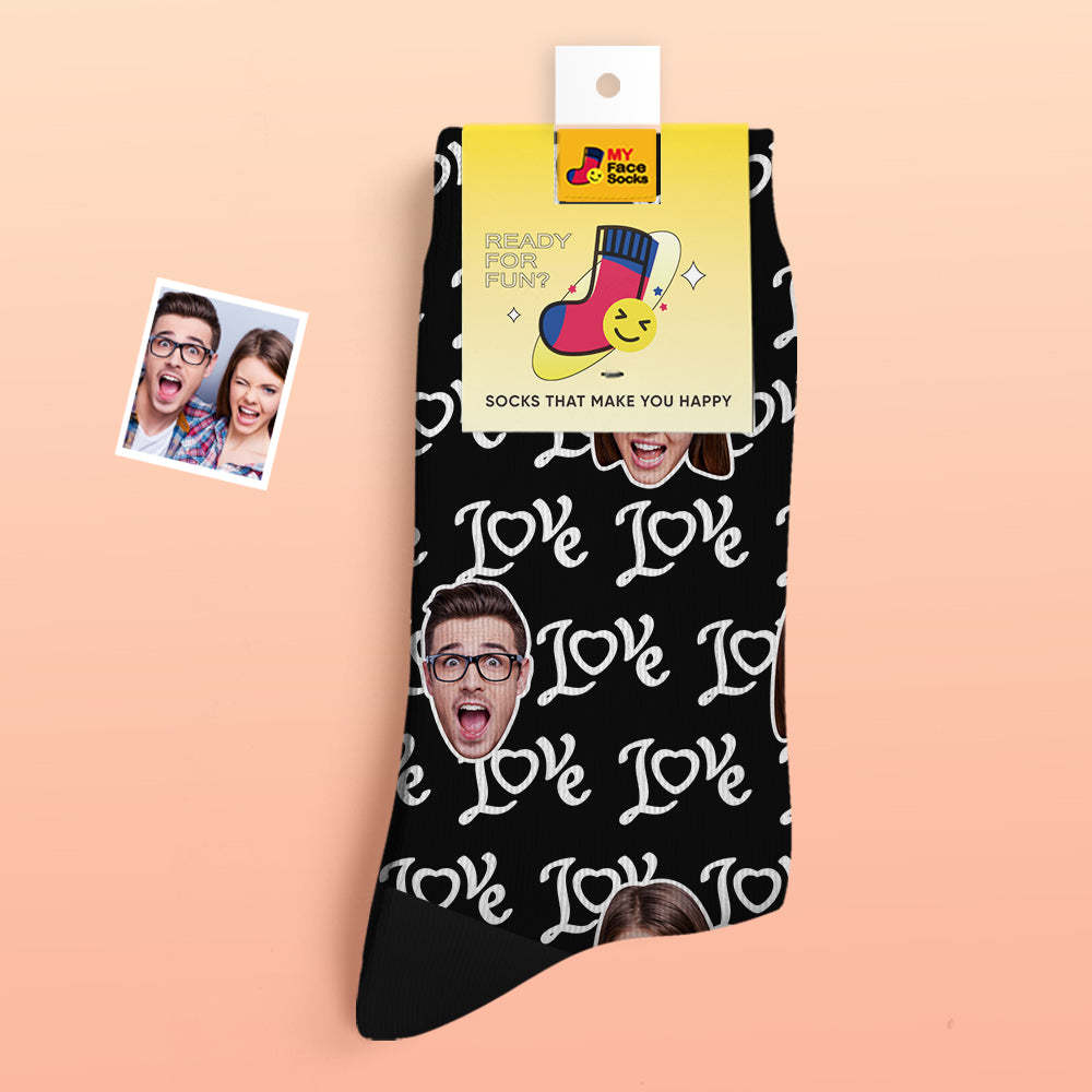 Kundenspezifische Dicke Foto-socken Valentinstagsgeschenke Warme Socken Zeigen Sie Ihre Liebesgesichtssocken - GesichtSocken