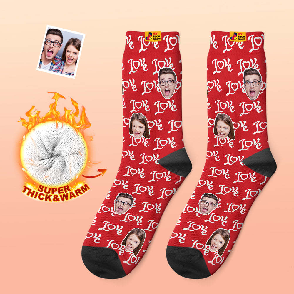 Kundenspezifische Dicke Foto-socken Valentinstagsgeschenke Warme Socken Zeigen Sie Ihre Liebesgesichtssocken - GesichtSocken