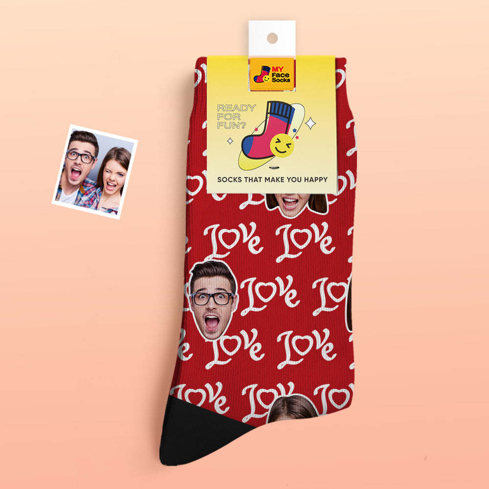 Kundenspezifische Dicke Foto-socken Valentinstagsgeschenke Warme Socken Zeigen Sie Ihre Liebesgesichtssocken - GesichtSocken