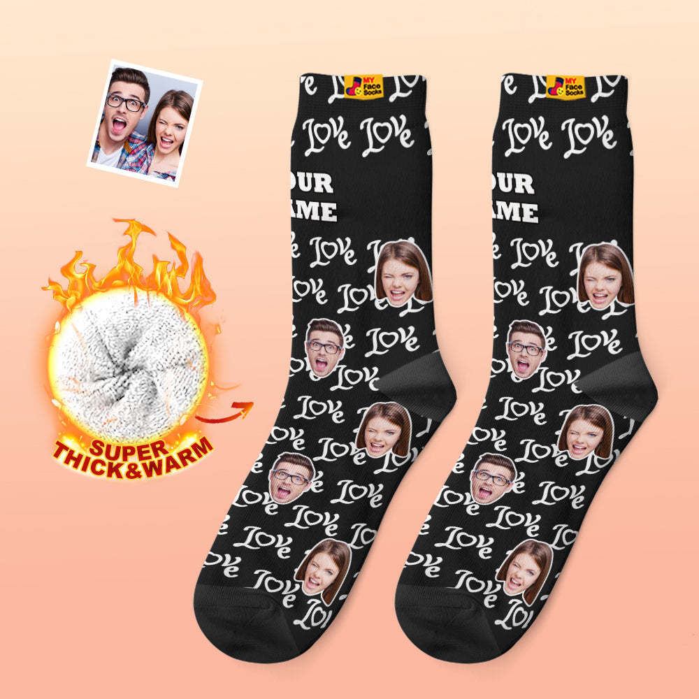 Kundenspezifische Dicke Foto-socken Valentinstagsgeschenke Warme Socken Zeigen Sie Ihre Liebesgesichtssocken - GesichtSocken