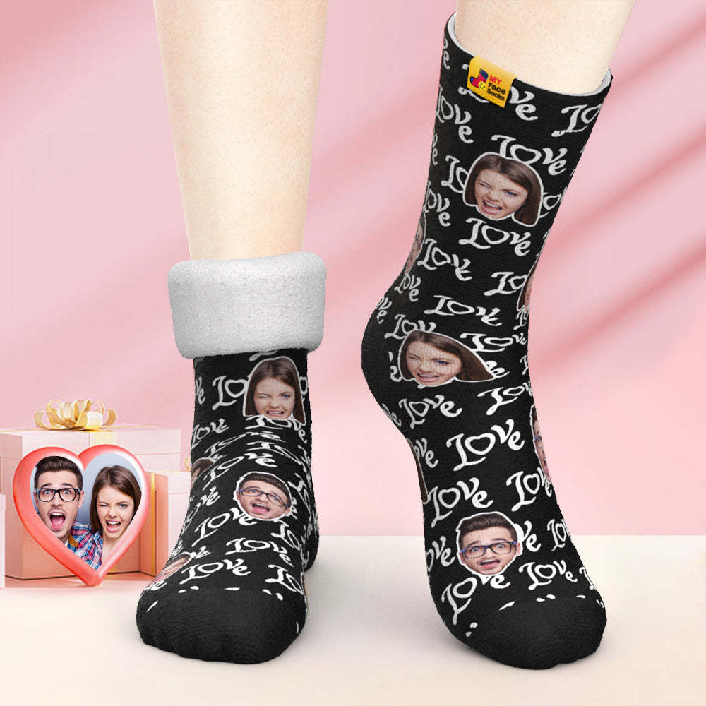 Kundenspezifische Dicke Foto-socken Valentinstagsgeschenke Warme Socken Zeigen Sie Ihre Liebesgesichtssocken - GesichtSocken
