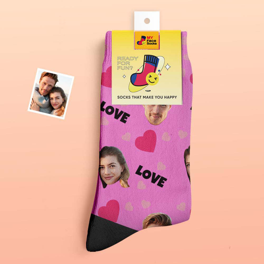 Benutzerdefinierte Dicke Socken Foto 3d Digital Gedruckte Socken Herbst Winter Warme Socken Für Die Liebe - GesichtSocken