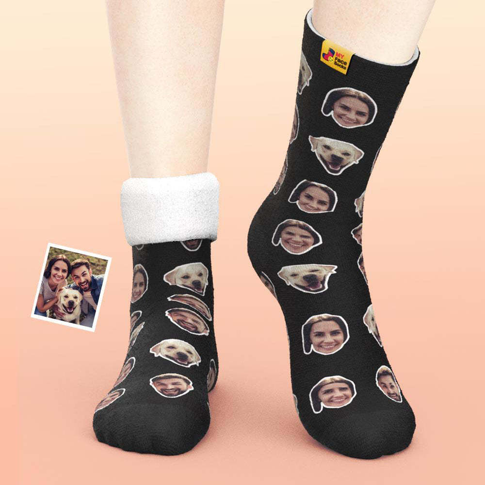 Benutzerdefinierte Dicke Socken Foto 3d Digital Gedruckte Socken Herbst Winter Warme Socken Zwei Gesichter - GesichtSocken