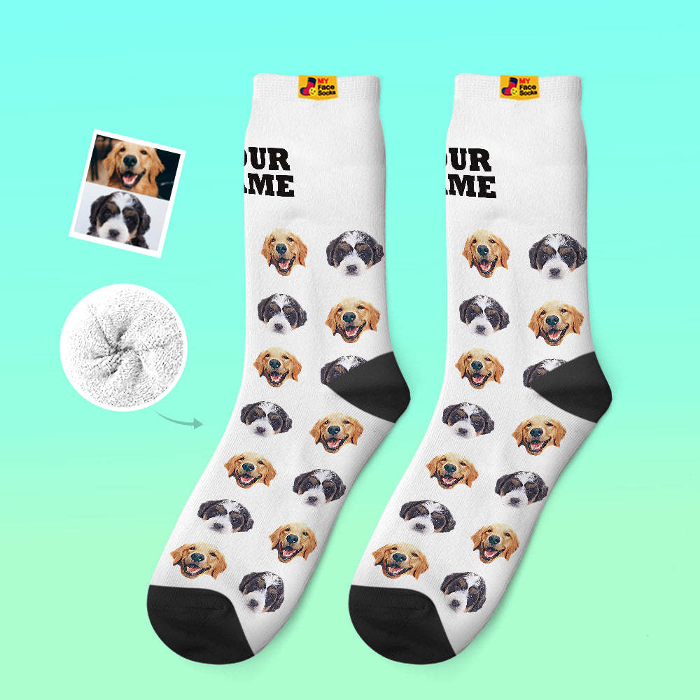 Benutzerdefinierte Dicke Socken Foto 3d Digital Gedruckte Socken Herbst Winter Warme Socken Comic-stil - GesichtSocken