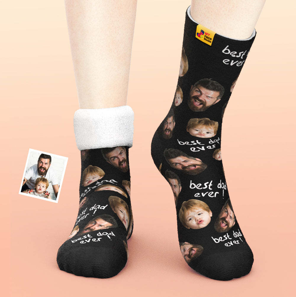 Benutzerdefinierte Dicke Socken Foto 3d Digital Gedruckte Socken Herbst Winter Warme Socken Für Den Besten Vater - GesichtSocken