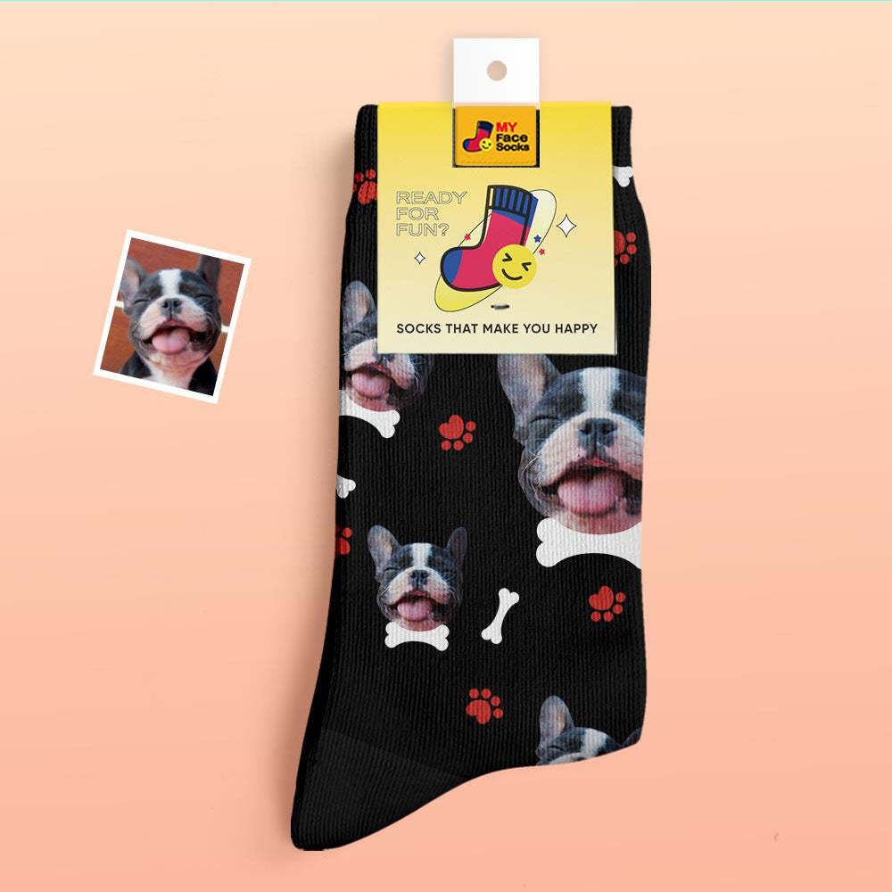 Benutzerdefinierte Dicke Socken Foto 3d Digital Gedruckte Socken Herbst Winter Warme Socken Bequeme Hundesocken - GesichtSocken