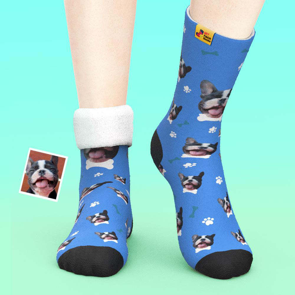 Benutzerdefinierte Dicke Socken Foto 3d Digital Gedruckte Socken Herbst Winter Warme Socken Bequeme Hundesocken - GesichtSocken