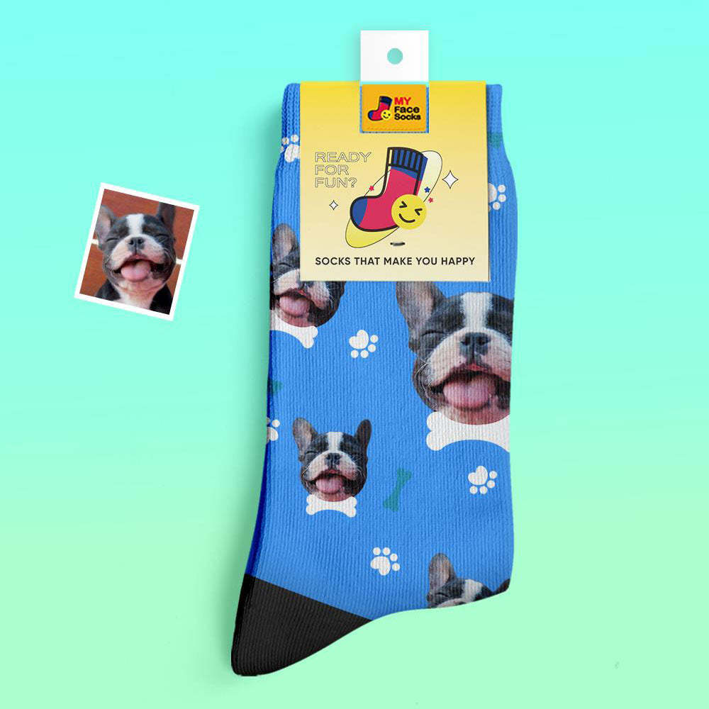 Benutzerdefinierte Dicke Socken Foto 3d Digital Gedruckte Socken Herbst Winter Warme Socken Bequeme Hundesocken - GesichtSocken