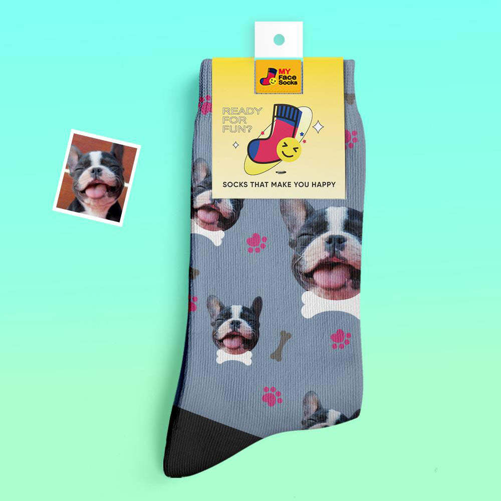 Benutzerdefinierte Dicke Socken Foto 3d Digital Gedruckte Socken Herbst Winter Warme Socken Bequeme Hundesocken - GesichtSocken