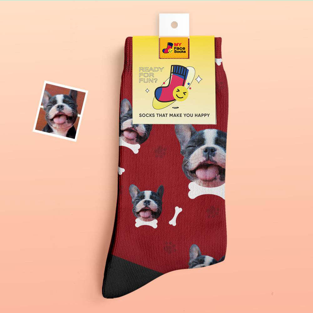 Benutzerdefinierte Dicke Socken Foto 3d Digital Gedruckte Socken Herbst Winter Warme Socken Bequeme Hundesocken - GesichtSocken