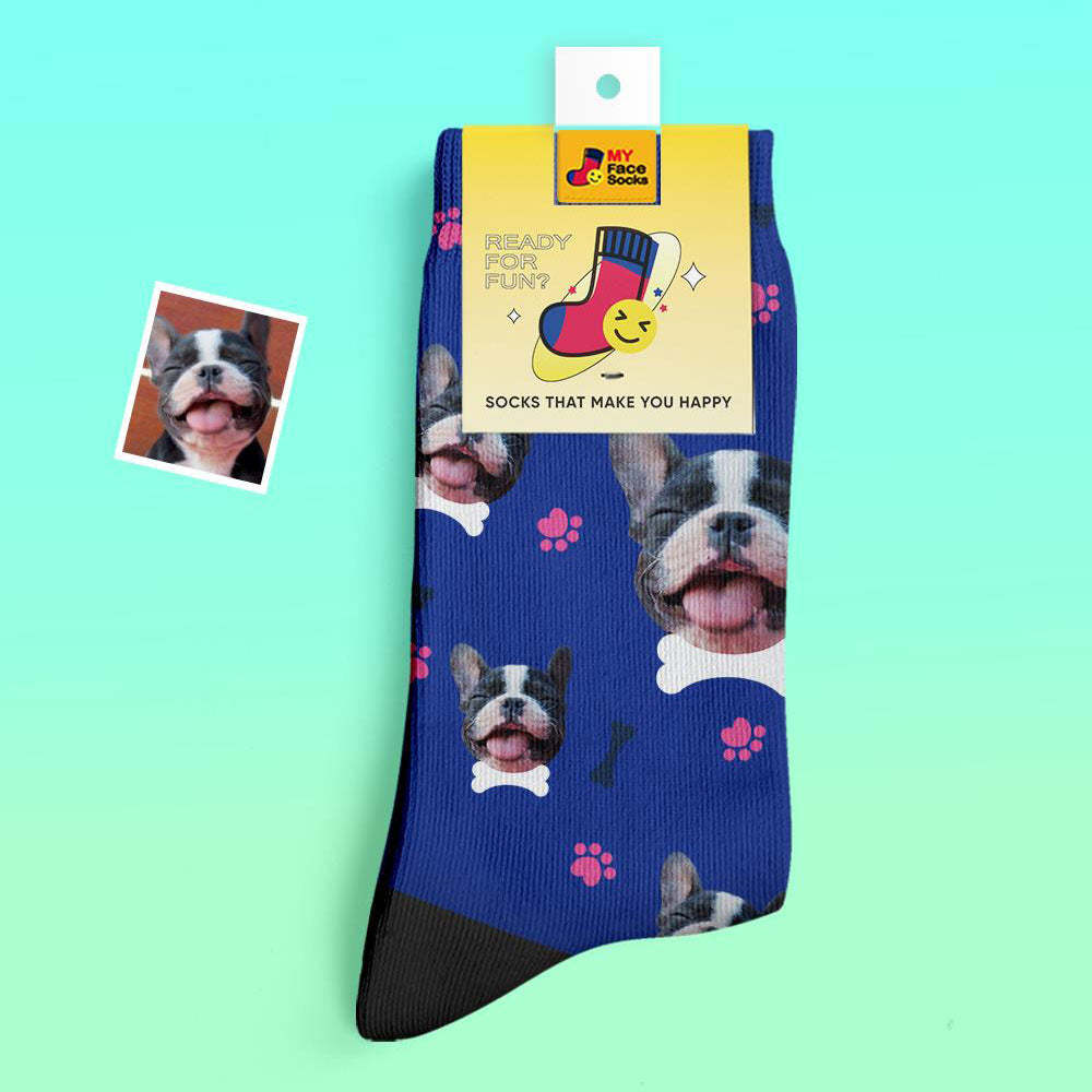 Benutzerdefinierte Dicke Socken Foto 3d Digital Gedruckte Socken Herbst Winter Warme Socken Bequeme Hundesocken - GesichtSocken