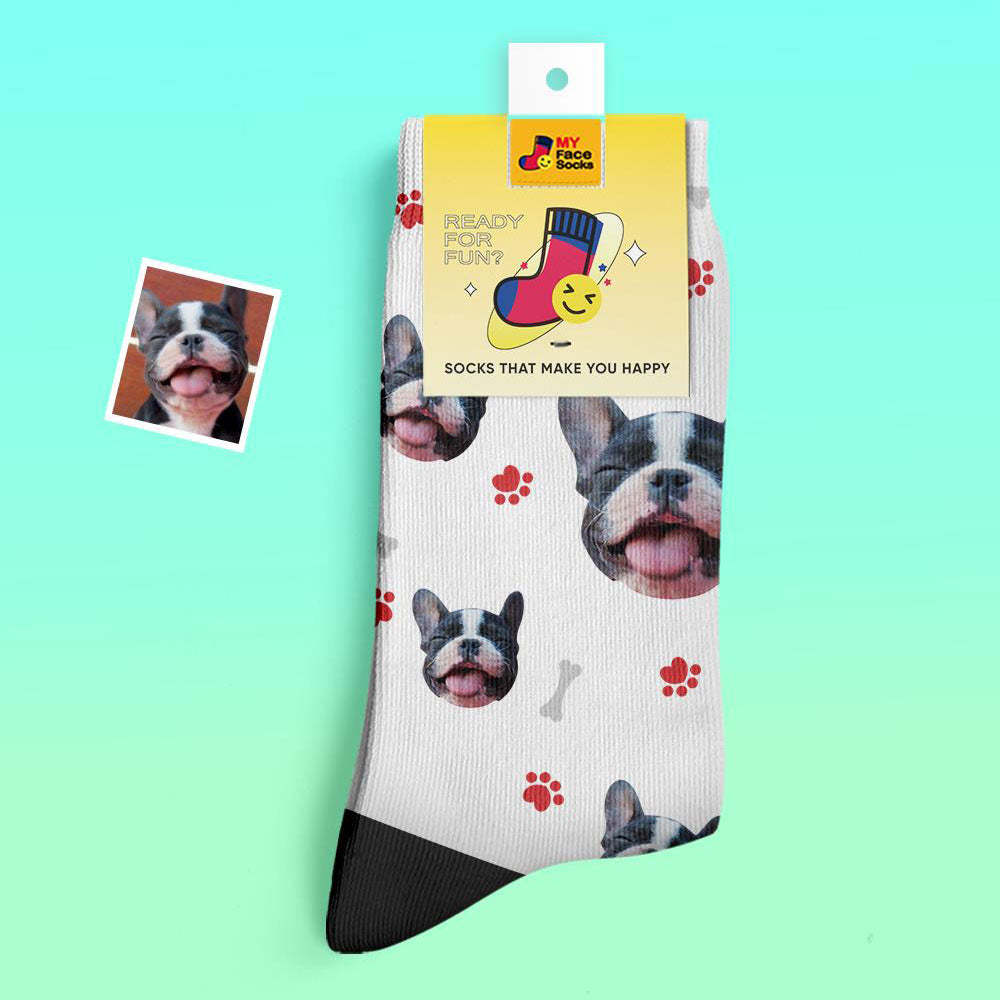 Benutzerdefinierte Dicke Socken Foto 3d Digital Gedruckte Socken Herbst Winter Warme Socken Bequeme Hundesocken - GesichtSocken