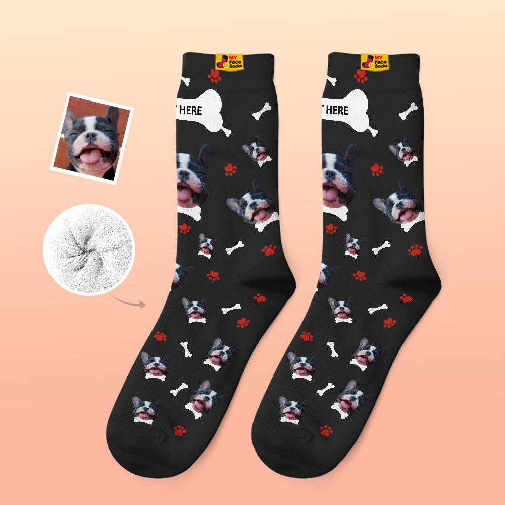 Benutzerdefinierte Dicke Socken Foto 3d Digital Gedruckte Socken Herbst Winter Warme Socken Bequeme Hundesocken - GesichtSocken