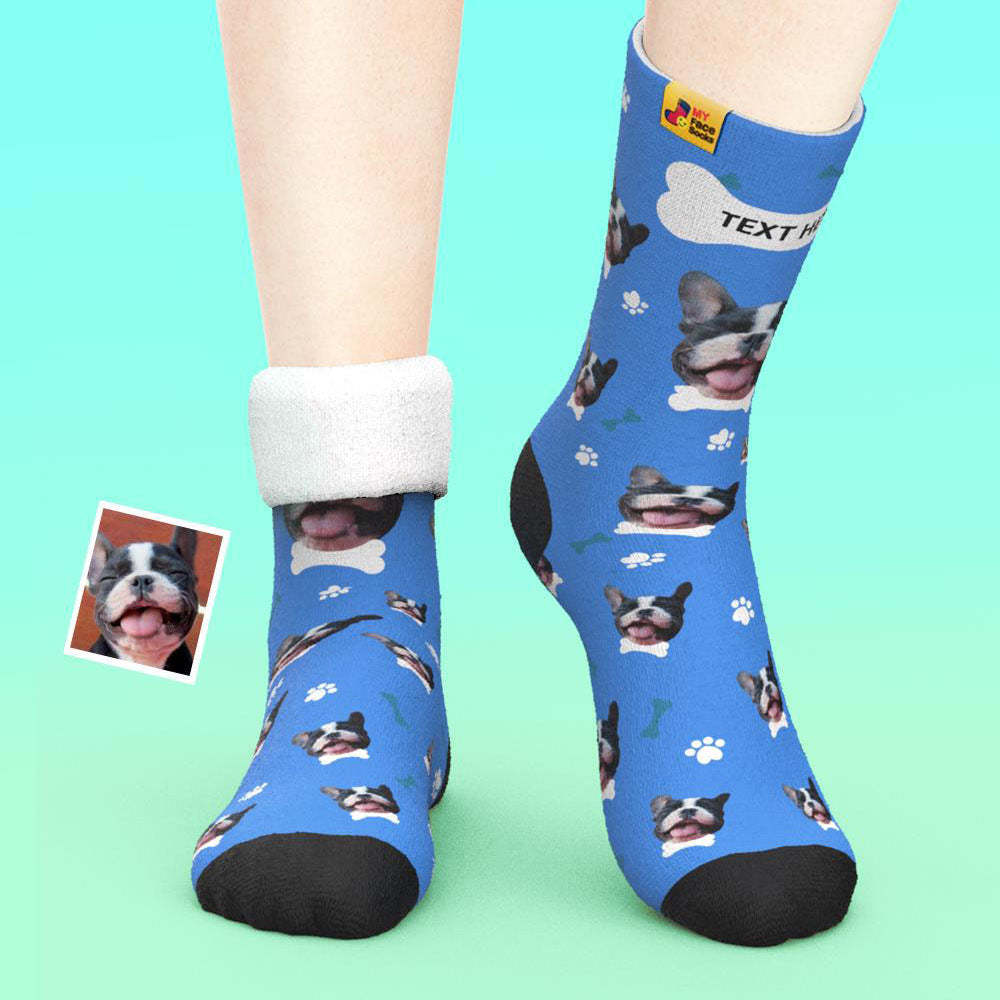 Benutzerdefinierte Dicke Socken Foto 3d Digital Gedruckte Socken Herbst Winter Warme Socken Bequeme Hundesocken - GesichtSocken
