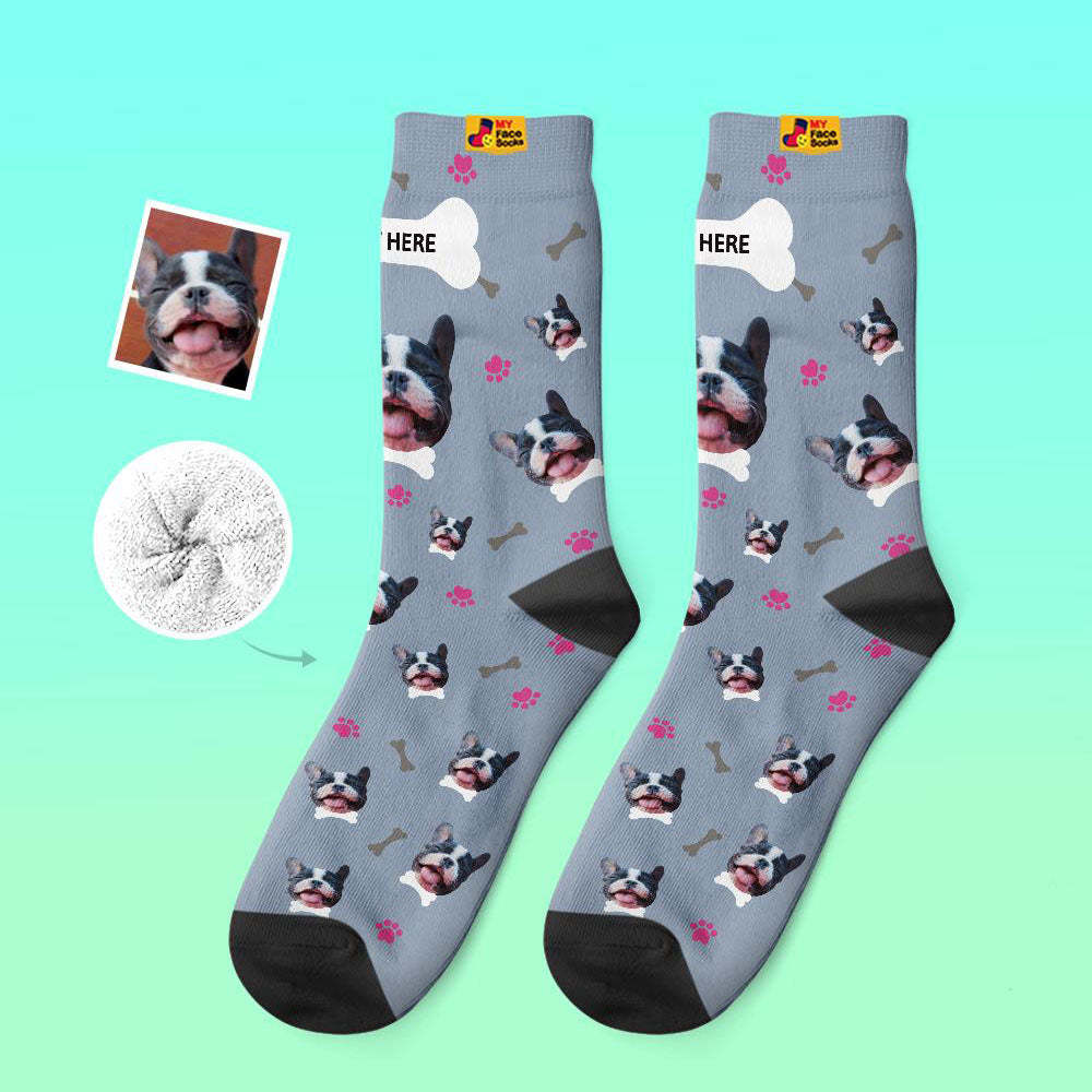 Benutzerdefinierte Dicke Socken Foto 3d Digital Gedruckte Socken Herbst Winter Warme Socken Bequeme Hundesocken - GesichtSocken