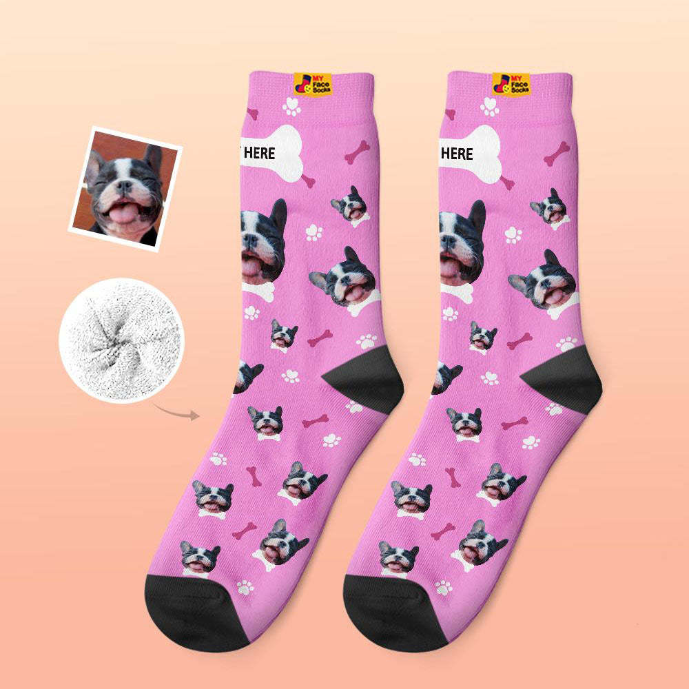 Benutzerdefinierte Dicke Socken Foto 3d Digital Gedruckte Socken Herbst Winter Warme Socken Bequeme Hundesocken - GesichtSocken