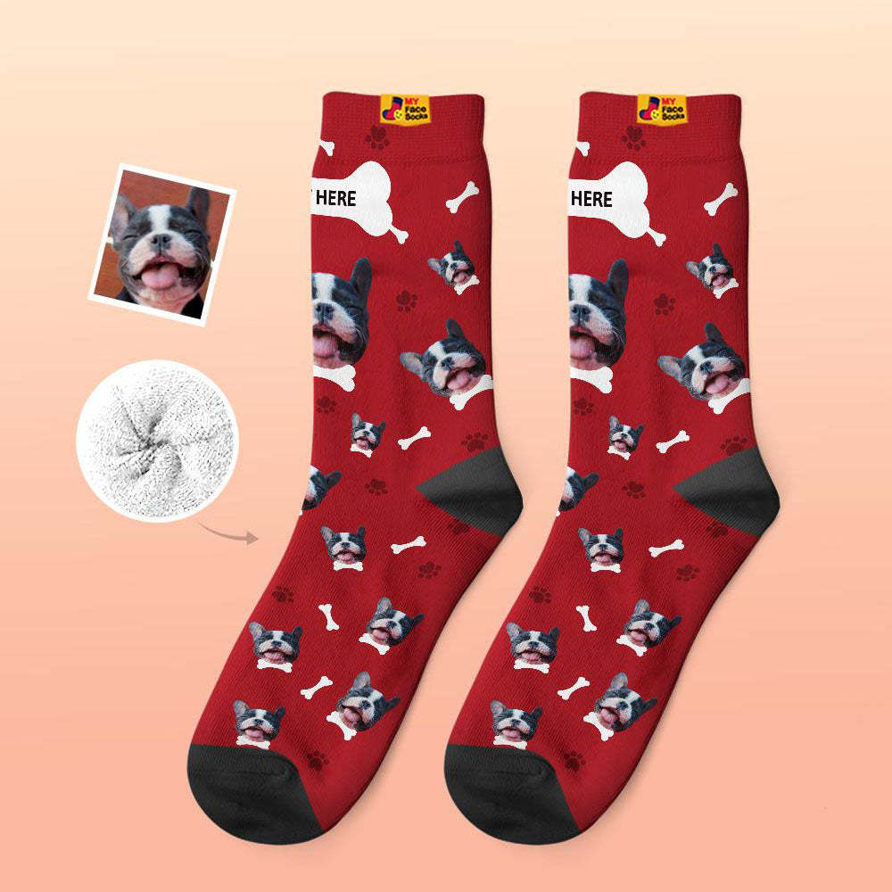 Benutzerdefinierte Dicke Socken Foto 3d Digital Gedruckte Socken Herbst Winter Warme Socken Bequeme Hundesocken - GesichtSocken