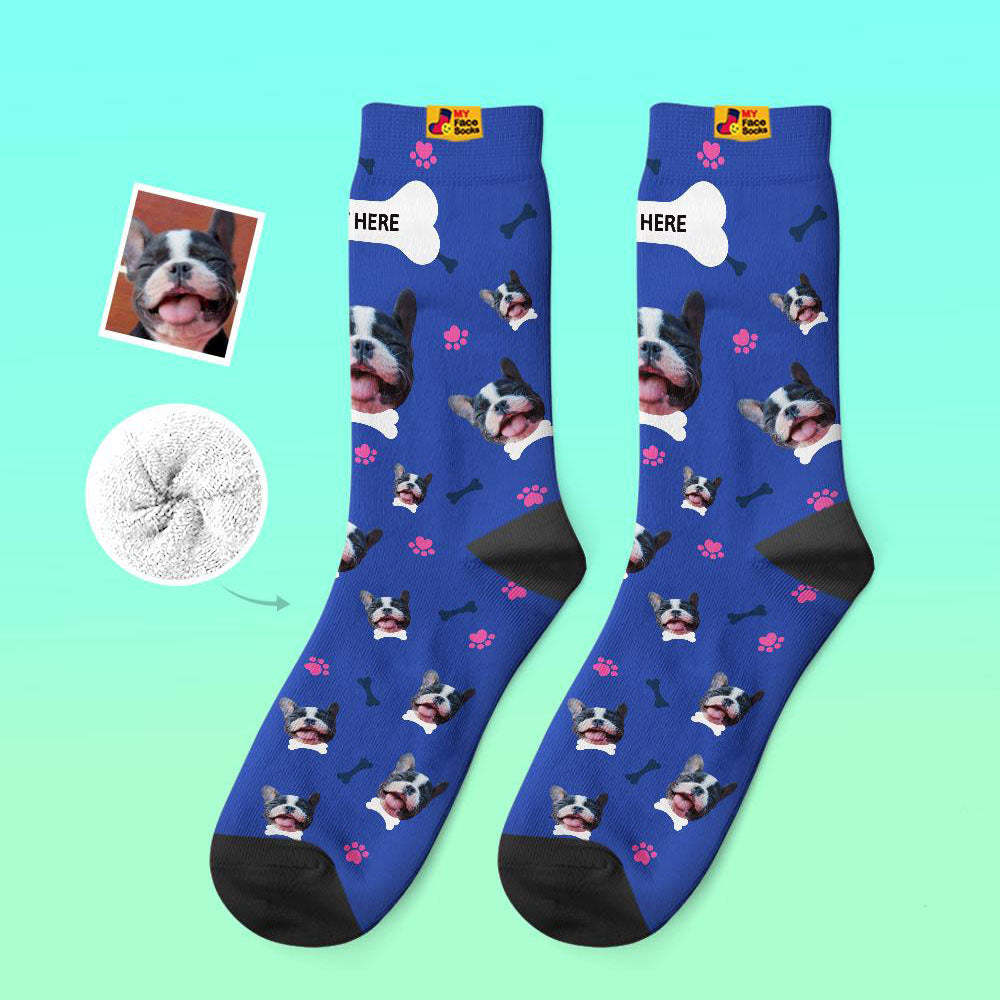 Benutzerdefinierte Dicke Socken Foto 3d Digital Gedruckte Socken Herbst Winter Warme Socken Bequeme Hundesocken - GesichtSocken