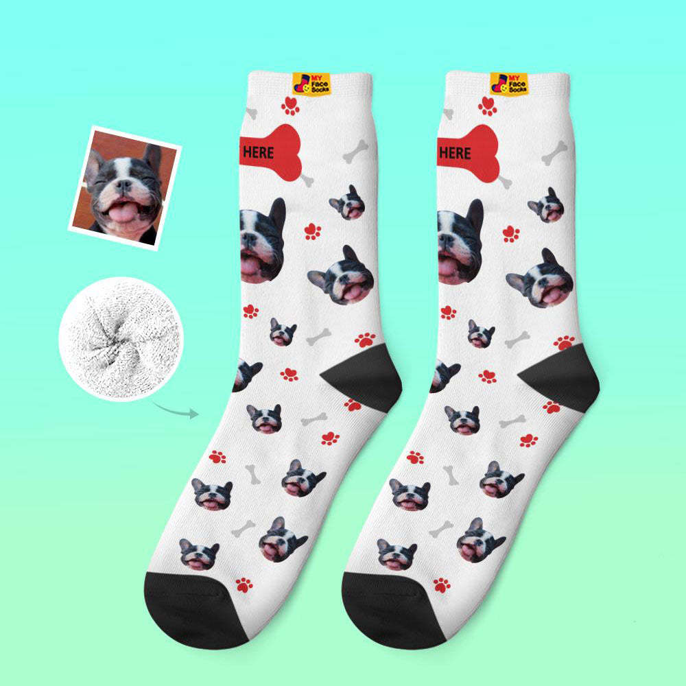 Benutzerdefinierte Dicke Socken Foto 3d Digital Gedruckte Socken Herbst Winter Warme Socken Bequeme Hundesocken - GesichtSocken