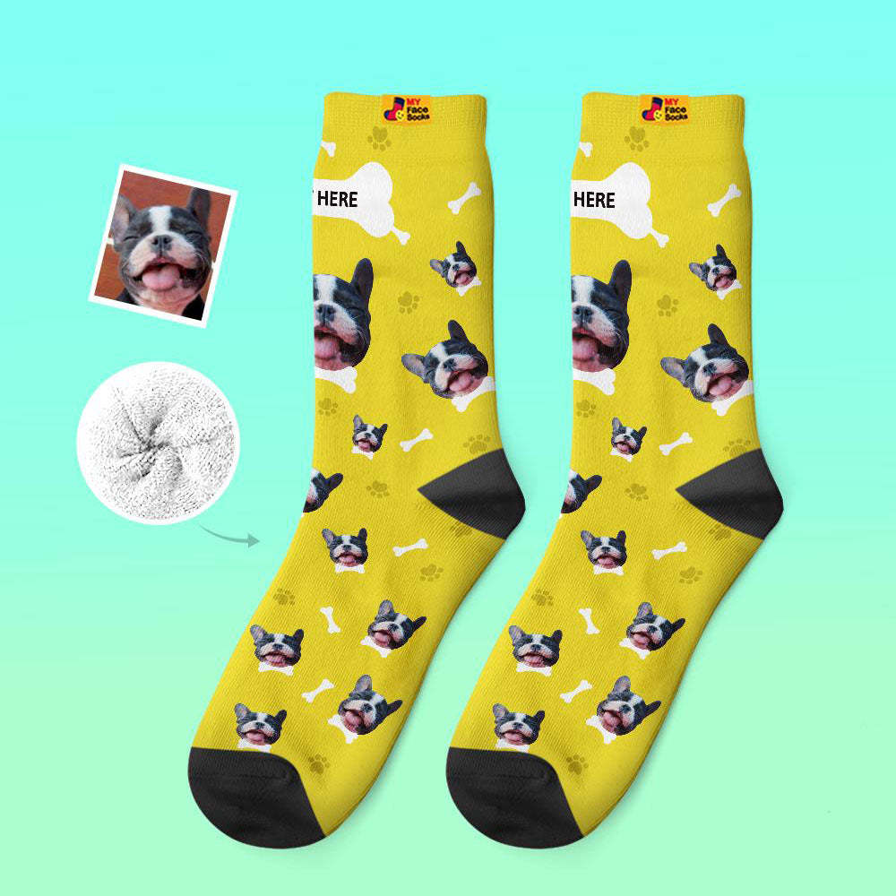 Benutzerdefinierte Dicke Socken Foto 3d Digital Gedruckte Socken Herbst Winter Warme Socken Bequeme Hundesocken - GesichtSocken