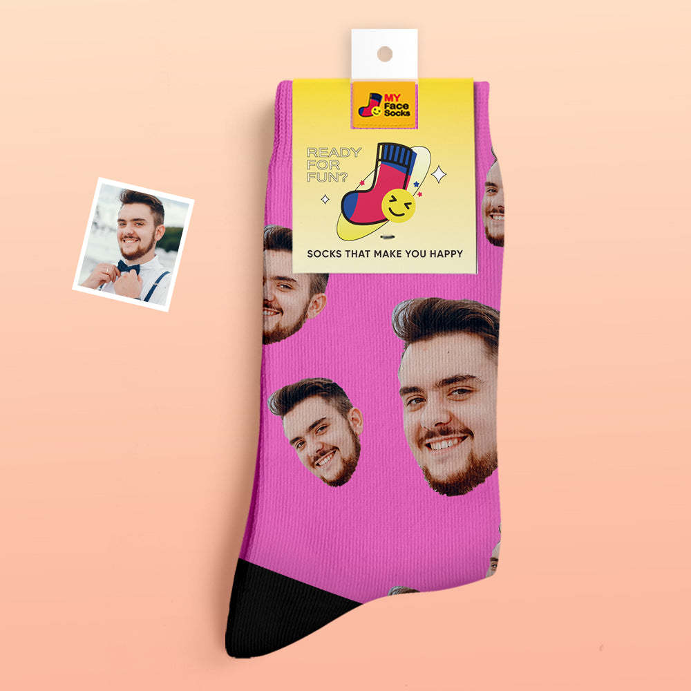 Benutzerdefinierte Dicke Socken Foto 3d Digital Gedruckte Socken Herbst Winter Warme Socken Candy Serie Bunt - GesichtSocken