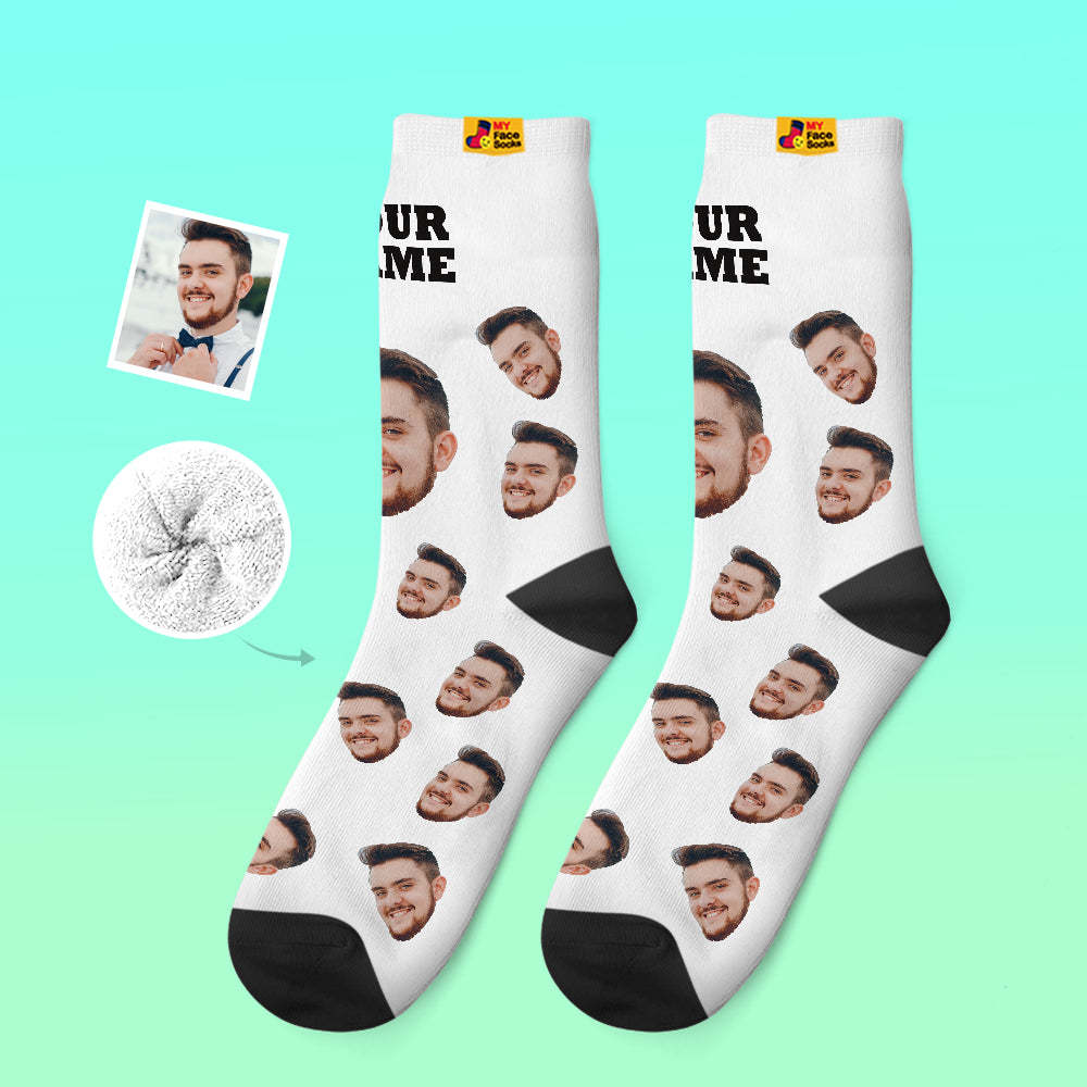 Benutzerdefinierte Dicke Socken Foto 3d Digital Gedruckte Socken Herbst Winter Warme Socken Candy Serie Bunt - GesichtSocken