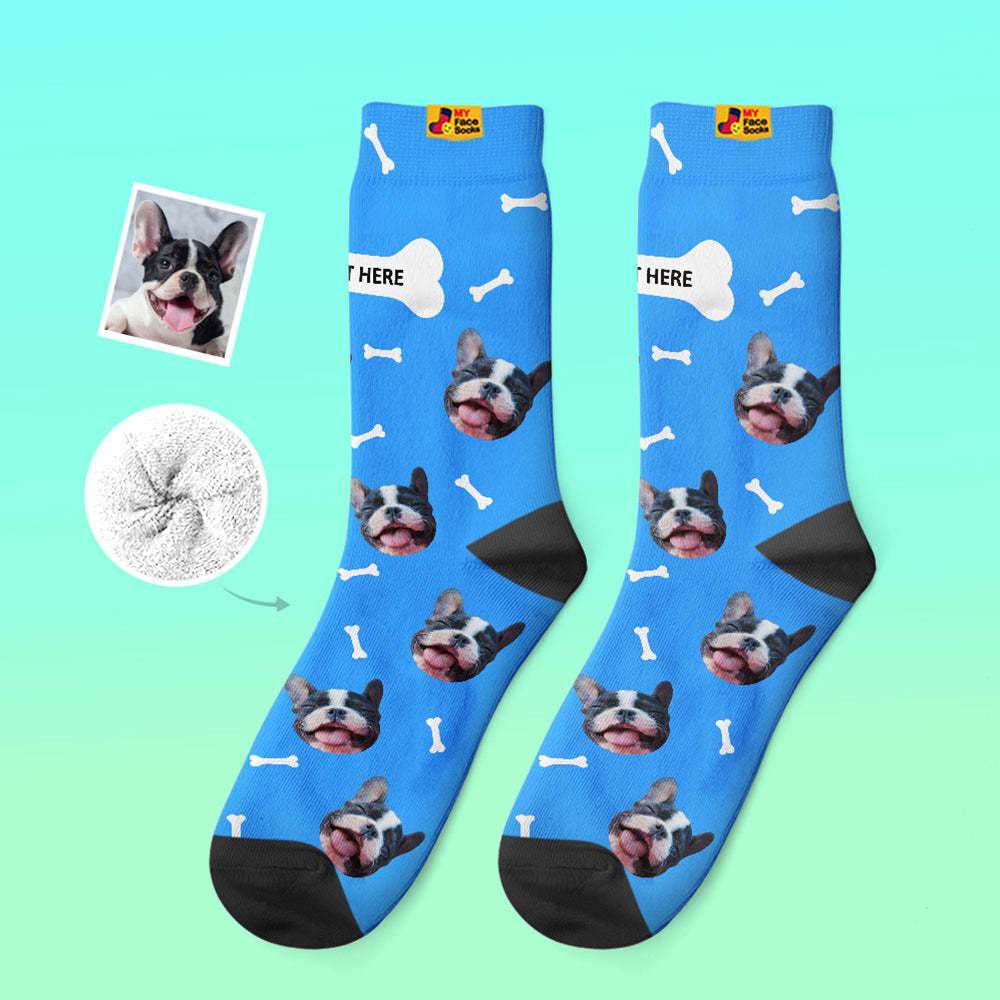 Benutzerdefinierte Dicke Socken Foto 3d Digital Gedruckte Socken Herbst Winter Warme Socken Knochen Und Fußabdruck - GesichtSocken