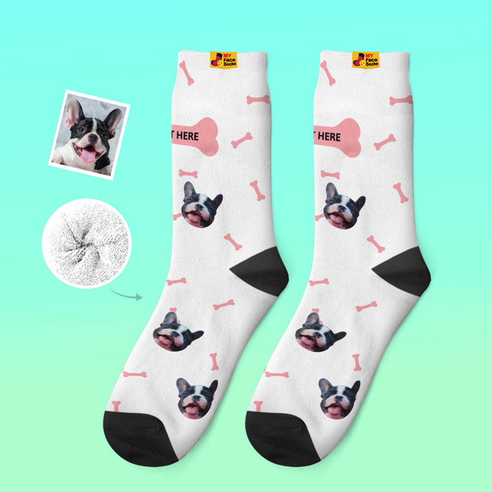 Benutzerdefinierte Dicke Socken Foto 3d Digital Gedruckte Socken Herbst Winter Warme Socken Knochen Und Fußabdruck - GesichtSocken