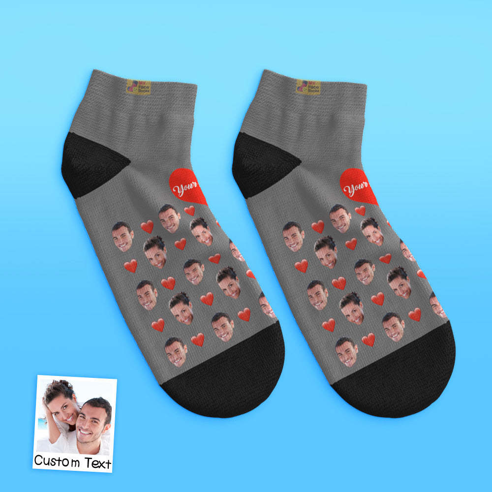 Custom Low cut Ankle Socks Heart