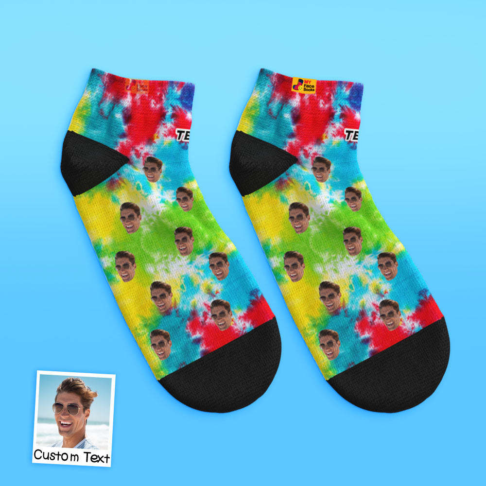 Benutzerdefinierte Niedrig Geschnittene Knöchelsocken, Personalisierte Gesichtssocken, Lustige Batikfärbung - GesichtSocken