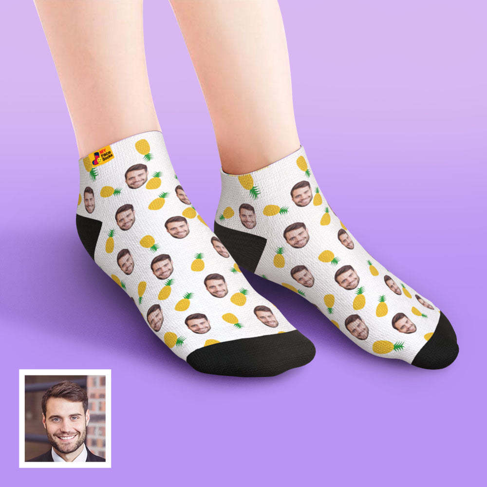 Benutzerdefinierte Niedrig Geschnittene Knöchelsocken, Personalisierte Gesichtssocken, Ananas - GesichtSocken