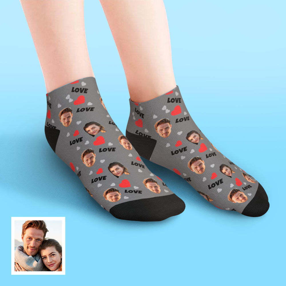 Custom Low Cut Ankle Face Socken Für Die Familie - Love - GesichtSocken