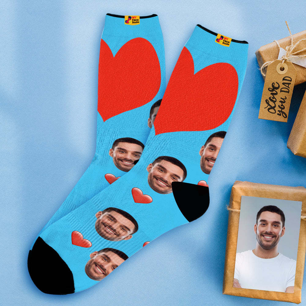 Personalisierte Herz Socken Mit Gesicht - Gesichtsocken Vatertagsgeschenke