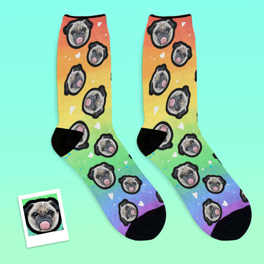 Benutzerdefinierte Gesicht Rainbow Print Socken - GesichtSocken