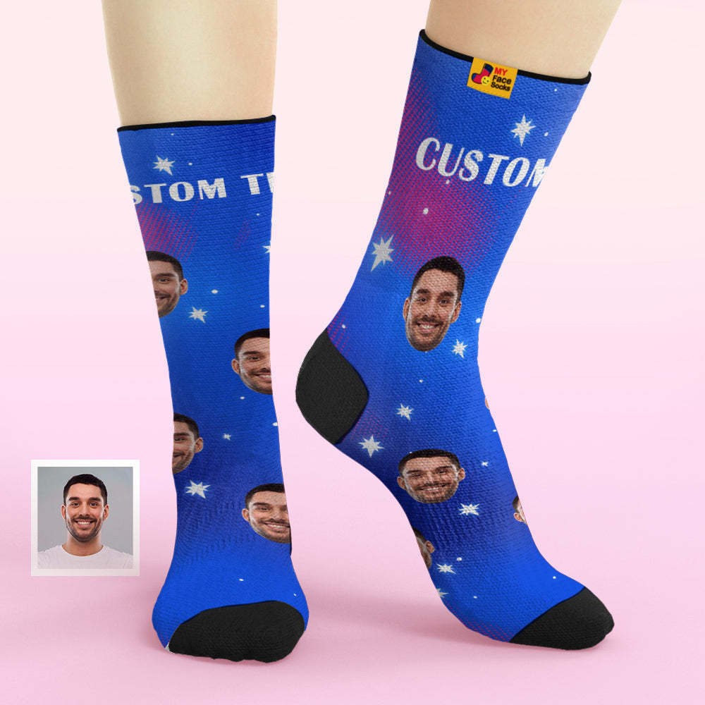 Benutzerdefinierte Gesichtssocken Fügen Sie Bilder Hinzu Und Nennen Sie Star Atmungsaktive Weiche Socken - GesichtSocken